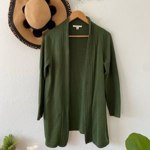🍂 Liz Claiborne Green Open Front Knit Cardigan 🍂